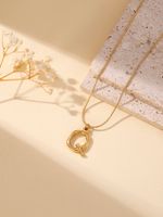 304 Stainless Steel 18K Gold Plated Simple Style Classic Style Commute Plating Letter Pendant Necklace sku image 17