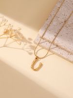 304 Stainless Steel 18K Gold Plated Simple Style Classic Style Commute Plating Letter Pendant Necklace sku image 21