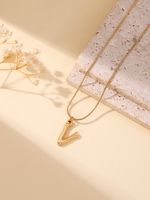 304 Stainless Steel 18K Gold Plated Simple Style Classic Style Commute Plating Letter Pendant Necklace sku image 22