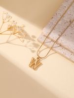 304 Stainless Steel 18K Gold Plated Simple Style Classic Style Commute Plating Letter Pendant Necklace sku image 23
