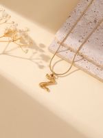 304 Stainless Steel 18K Gold Plated Simple Style Classic Style Commute Plating Letter Pendant Necklace sku image 26