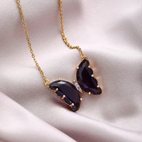 304 Stainless Steel Copper Fashion Inlay Butterfly Crystal Pendant Necklace main image 11