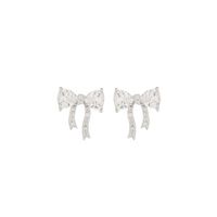1 Pair Simple Style Classic Style Bow Knot Plating Inlay Sterling Silver Zircon 14K Gold Plated Ear Studs main image 5