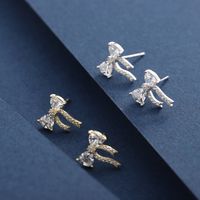 1 Pair Simple Style Classic Style Bow Knot Plating Inlay Sterling Silver Zircon 14K Gold Plated Ear Studs main image 8