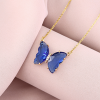 304 Stainless Steel Copper Fashion Inlay Butterfly Crystal Pendant Necklace sku image 3
