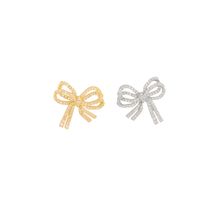 1 Pair Simple Style Classic Style Bow Knot Plating Inlay Sterling Silver Zircon 14K Gold Plated Ear Studs main image 7