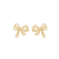 1 Pair Simple Style Classic Style Bow Knot Plating Inlay Sterling Silver Zircon 14K Gold Plated Ear Studs main image 6