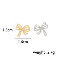 1 Pair Simple Style Classic Style Bow Knot Plating Inlay Sterling Silver Zircon 14K Gold Plated Ear Studs main image 2