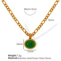 Titanium Steel 18K Gold Plated Elegant Retro Plating Inlay Round Glass Stone Earrings Necklace Jewelry Set sku image 2