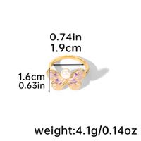 Coquille Le Cuivre Plaqué Or 18K De Base Style Simple Commuer Émail Incruster Papillon Perle Coquille Zircon Anneau Ouvert sku image 5