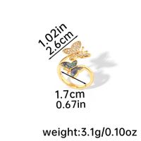 Shell Copper 18K Gold Plated Basic Simple Style Commute Enamel Inlay Butterfly Pearl Shell Zircon Open Rings sku image 7