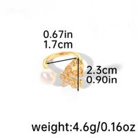 Shell Copper 18K Gold Plated Basic Simple Style Commute Enamel Inlay Butterfly Pearl Shell Zircon Open Rings sku image 4