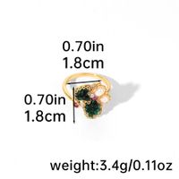 Shell Copper 18K Gold Plated Basic Simple Style Commute Enamel Inlay Butterfly Pearl Shell Zircon Open Rings sku image 2