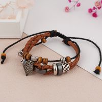 Vintage Style Ethnic Style Cross Leaves Alloy Wooden Beads Rope Unisex Drawstring Bracelets sku image 2