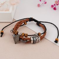 Vintage Style Ethnic Style Cross Leaves Alloy Wooden Beads Rope Unisex Drawstring Bracelets main image 7