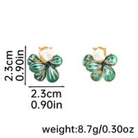 1 Pair Modern Style Classic Style Korean Style Flower Enamel Inlay Copper Pearl Gold Plated Ear Studs sku image 2