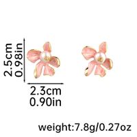 1 Pair Modern Style Classic Style Korean Style Flower Enamel Inlay Copper Pearl Gold Plated Ear Studs sku image 1