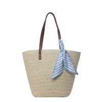 Women's Medium Straw Solid Color Vacation Beach Weave Open Shoulder Bag Underarm Bag sku image 4