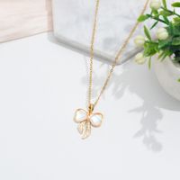 304 Stainless Steel 18K Gold Plated Cute Sweet Commute Enamel Plating Butterfly Bow Knot Zircon Pendant Necklace main image 4