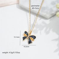 304 Stainless Steel 18K Gold Plated Cute Sweet Commute Enamel Plating Butterfly Bow Knot Zircon Pendant Necklace sku image 2