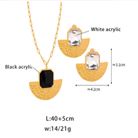 Titanium Steel 18K Gold Plated Simple Style Classic Style Inlay Solid Color Acrylic Rhinestones Earrings Necklace main image 9