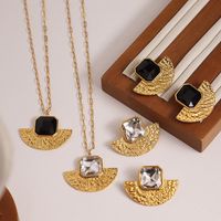 Titanium Steel 18K Gold Plated Simple Style Classic Style Inlay Solid Color Acrylic Rhinestones Earrings Necklace main image 1