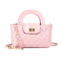 Women's Medium Pu Leather Solid Color Lingge Vintage Style Classic Style Lock Clasp Crossbody Bag sku image 3
