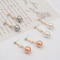 1 Pair Modern Style Simple Style Geometric Inlay Artificial Pearl Copper Zircon Gold Plated Drop Earrings main image 7