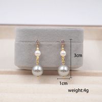 1 Pair Modern Style Simple Style Geometric Inlay Artificial Pearl Copper Zircon Gold Plated Drop Earrings main image 2