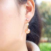 1 Pair Vintage Style Simple Style Classic Style Round Handmade Inlay 304 Stainless Steel Imitation Pearl Copper Zircon Gold Plated Drop Earrings main image 4