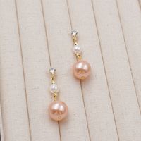 1 Pair Modern Style Simple Style Geometric Inlay Artificial Pearl Copper Zircon Gold Plated Drop Earrings main image 6