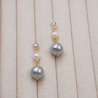 1 Pair Modern Style Simple Style Geometric Inlay Artificial Pearl Copper Zircon Gold Plated Drop Earrings main image 8