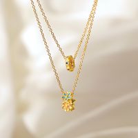 Wholesale Jewelry IG Style Elegant Baroque Style Flower Copper Copper Alloy Zircon Enamel Inlay Pendant Necklace main image 1
