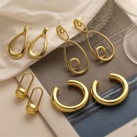 1 Pair Elegant Streetwear Solid Color Plating Copper Gold Plated Drop Earrings main image 1