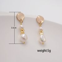 1 Pair Casual Simple Style Classic Style Geometric Handmade Freshwater Pearl Titanium Steel Gold Plated Drop Earrings main image 2