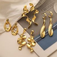 1 Pair Elegant Streetwear Solid Color Plating Copper Gold Plated Ear Studs main image 1