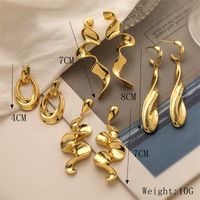 1 Pair Elegant Streetwear Solid Color Plating Copper Gold Plated Ear Studs main image 2
