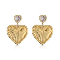 1 Pair Elegant Streetwear Heart Shape Plating Inlay Copper Rhinestones Gold Plated Ear Studs main image 6