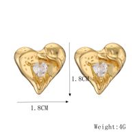 1 Pair Elegant Streetwear Heart Shape Plating Inlay Copper Rhinestones Gold Plated Ear Studs sku image 1