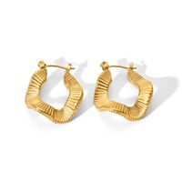 1 Pair Simple Style U Shape Plating Stainless Steel Artificial Pearls Rhinestones 18K Gold Plated Earrings sku image 4