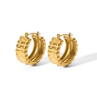 1 Pair Simple Style U Shape Plating Stainless Steel Artificial Pearls Rhinestones 18K Gold Plated Earrings sku image 23