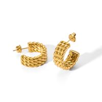 1 Pair Simple Style U Shape Plating Stainless Steel Artificial Pearls Rhinestones 18K Gold Plated Earrings sku image 8