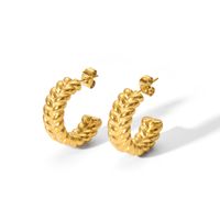 1 Pair Simple Style U Shape Plating Stainless Steel Artificial Pearls Rhinestones 18K Gold Plated Earrings sku image 11