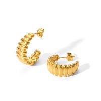 1 Pair Simple Style U Shape Plating Stainless Steel Artificial Pearls Rhinestones 18K Gold Plated Earrings sku image 1