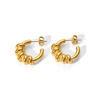 1 Pair Simple Style U Shape Plating Stainless Steel Artificial Pearls Rhinestones 18K Gold Plated Earrings sku image 22