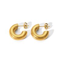 1 Pair Simple Style U Shape Plating Stainless Steel Artificial Pearls Rhinestones 18K Gold Plated Earrings sku image 5
