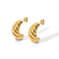 1 Pair Simple Style U Shape Plating Stainless Steel Artificial Pearls Rhinestones 18K Gold Plated Earrings sku image 10