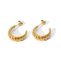 1 Pair Simple Style U Shape Plating Stainless Steel Artificial Pearls Rhinestones 18K Gold Plated Earrings sku image 2