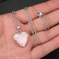 Wholesale Jewelry Elegant Lady Letter Heart Shape Mixed Materials Glass Glass Inlay Pendant Necklace main image 3