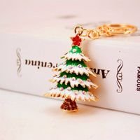 Christmas Christmas Tree Zinc Alloy Plating Inlay Rhinestones Women's Bag Pendant Keychain main image 1